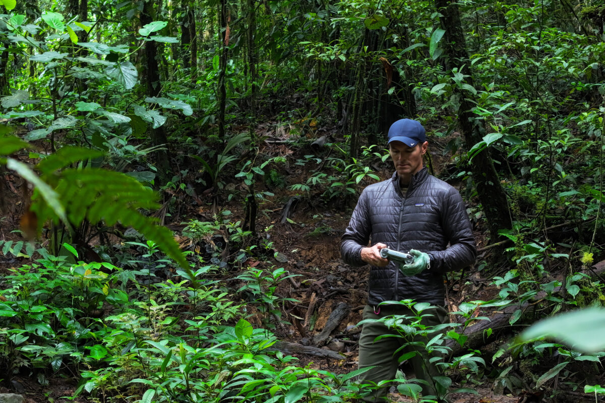 Self portrait taken with a drone in Bigai Reserve, Ecuador in 2023.