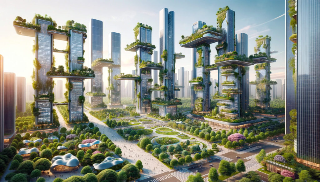 AI generated image of a futuristic city.
