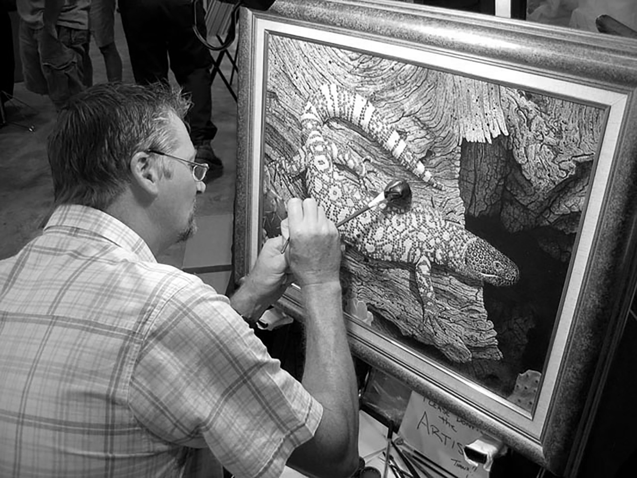 Tell Hicks working on a Gila Monster.