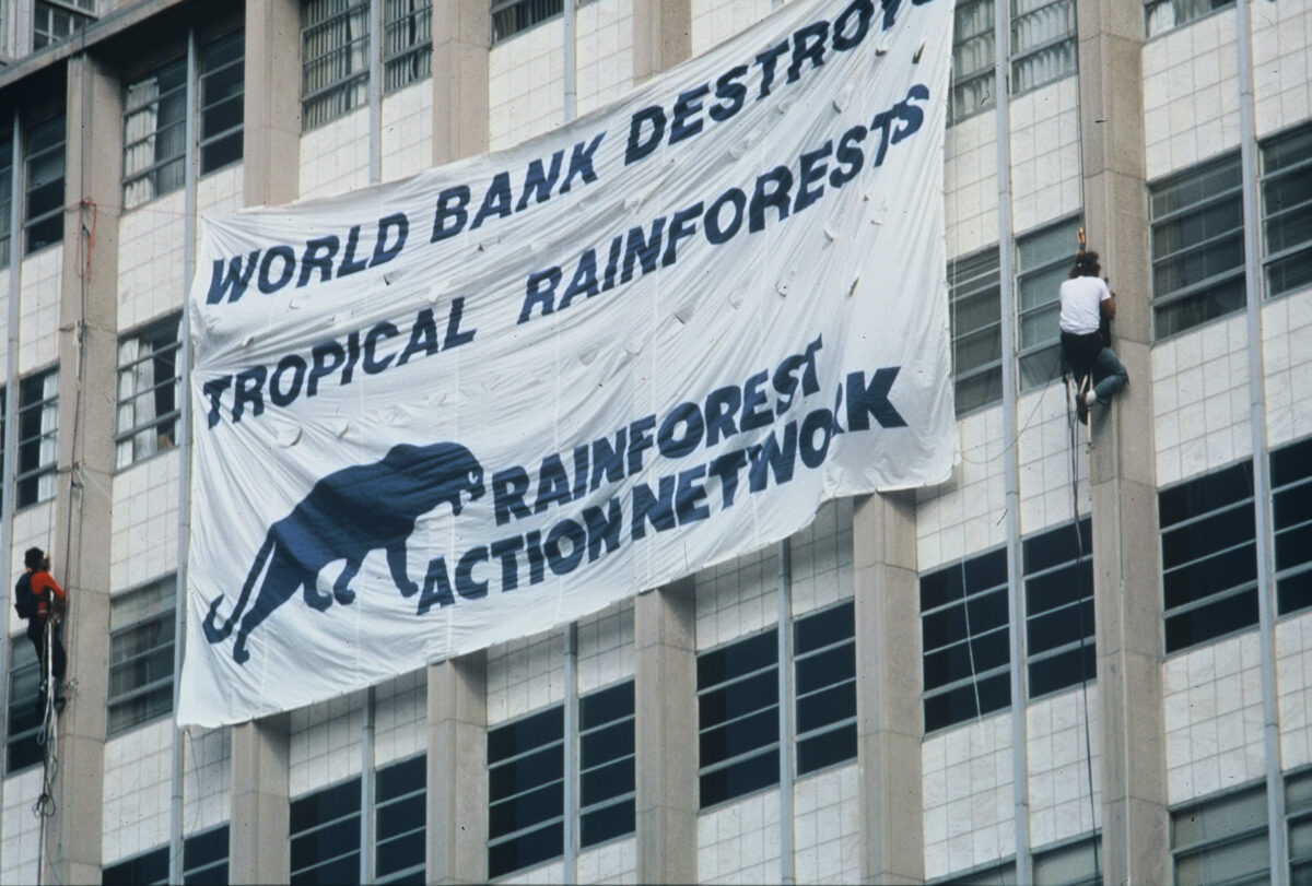 1986 RAN protest agains the World Bank. Courtesy of RAN